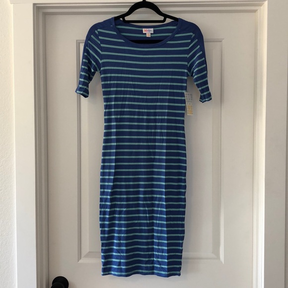 LuLaRoe Dresses & Skirts - New Blue & Mint Striped LuLaRoe Julia Dress